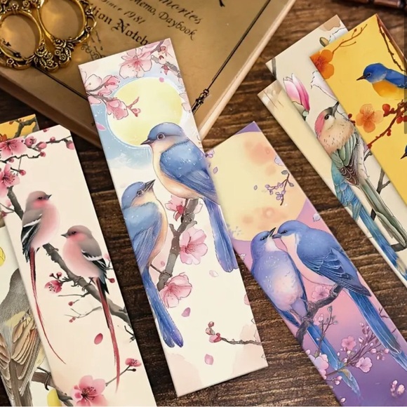(61) Hand-Painted Artistic Bird Bookmark Set of 10 - Unique Aesthetic Designs - Picture 4 of 10